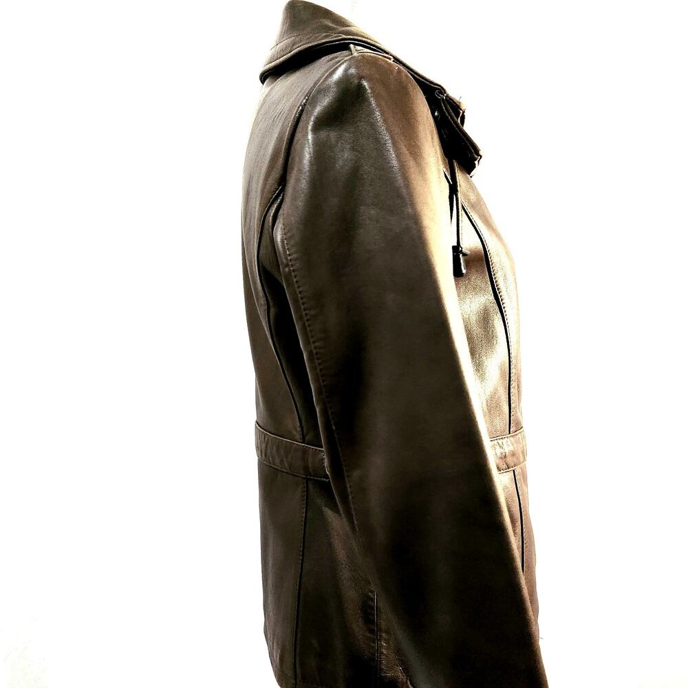 Tibor Lined Jacket Brown Size S Soft Leather Zip & Snap High Collar Classic Look - Picture 13 of 13